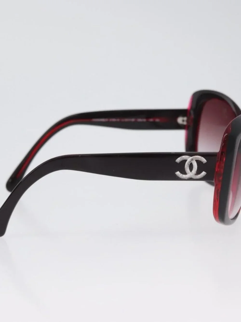 CHANEL COCO Mark Sunglasses plastic Red 5183-A CC Auth BA11304